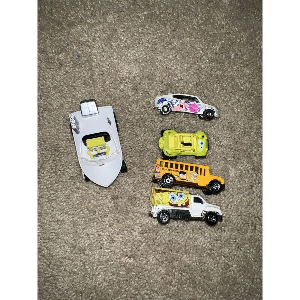 Hot Wheels SpongeBob Cars Metal Boat Plastic Lot Of 5 Vintage 2001